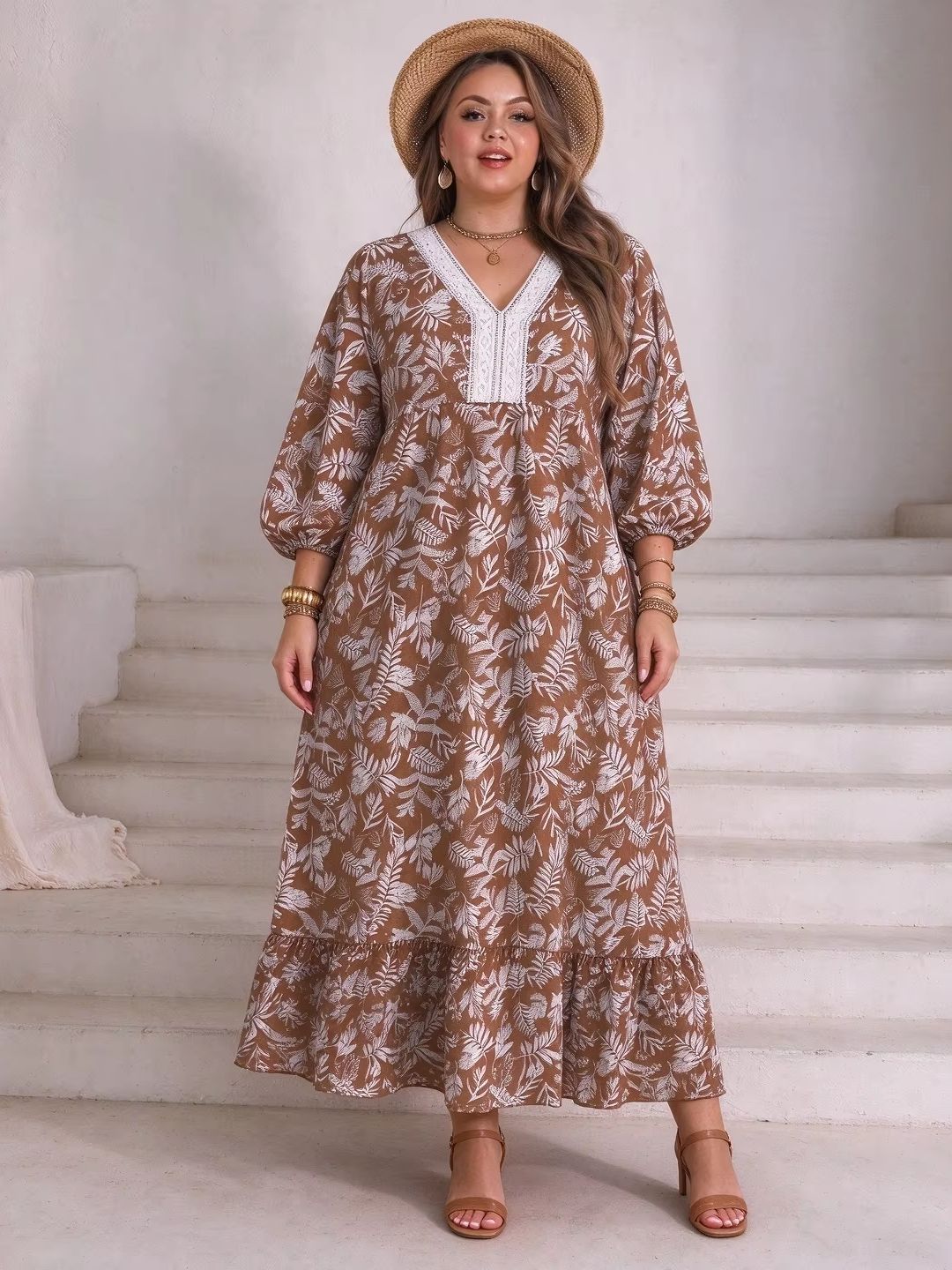 Boho Summer Beach Maxi Dress - Robe longue maxi à fleurs et