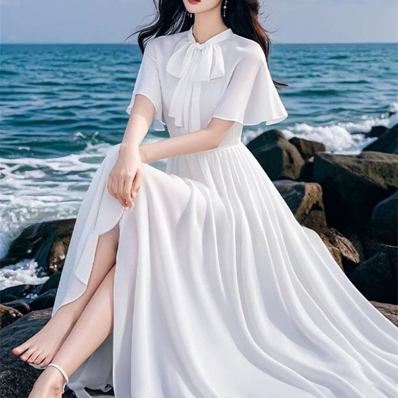 Boho Summer Beach Maxi Dress - Robe longue d'été bohème en mousseline
