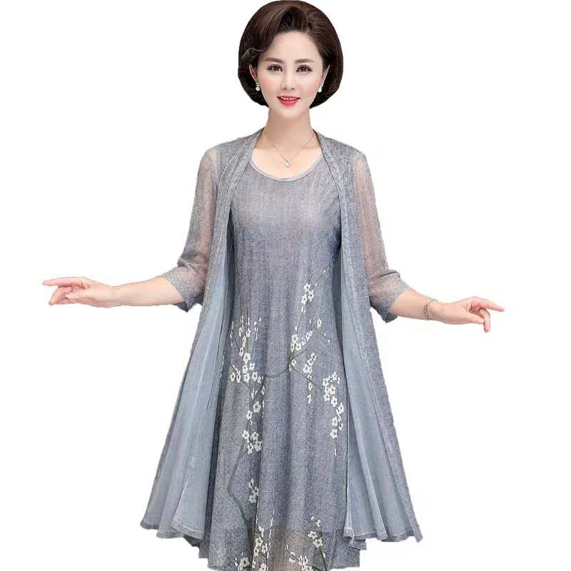 French Vintage Floral Midi Dress - Été coton lin 2 pièces ensemble