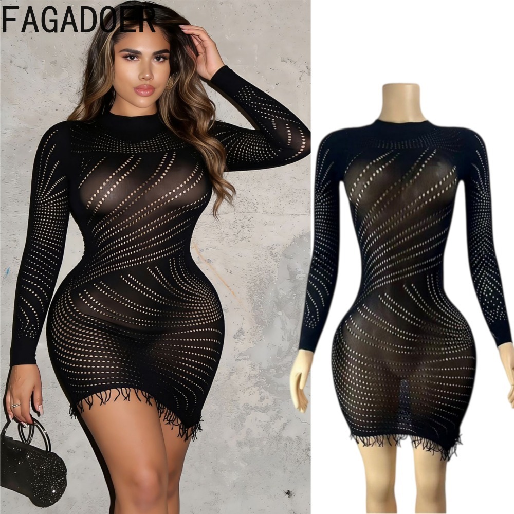 FAGADOER Robe moulante sexy po - Sexy Mesh Sheer Bodycon Dress avis et prix