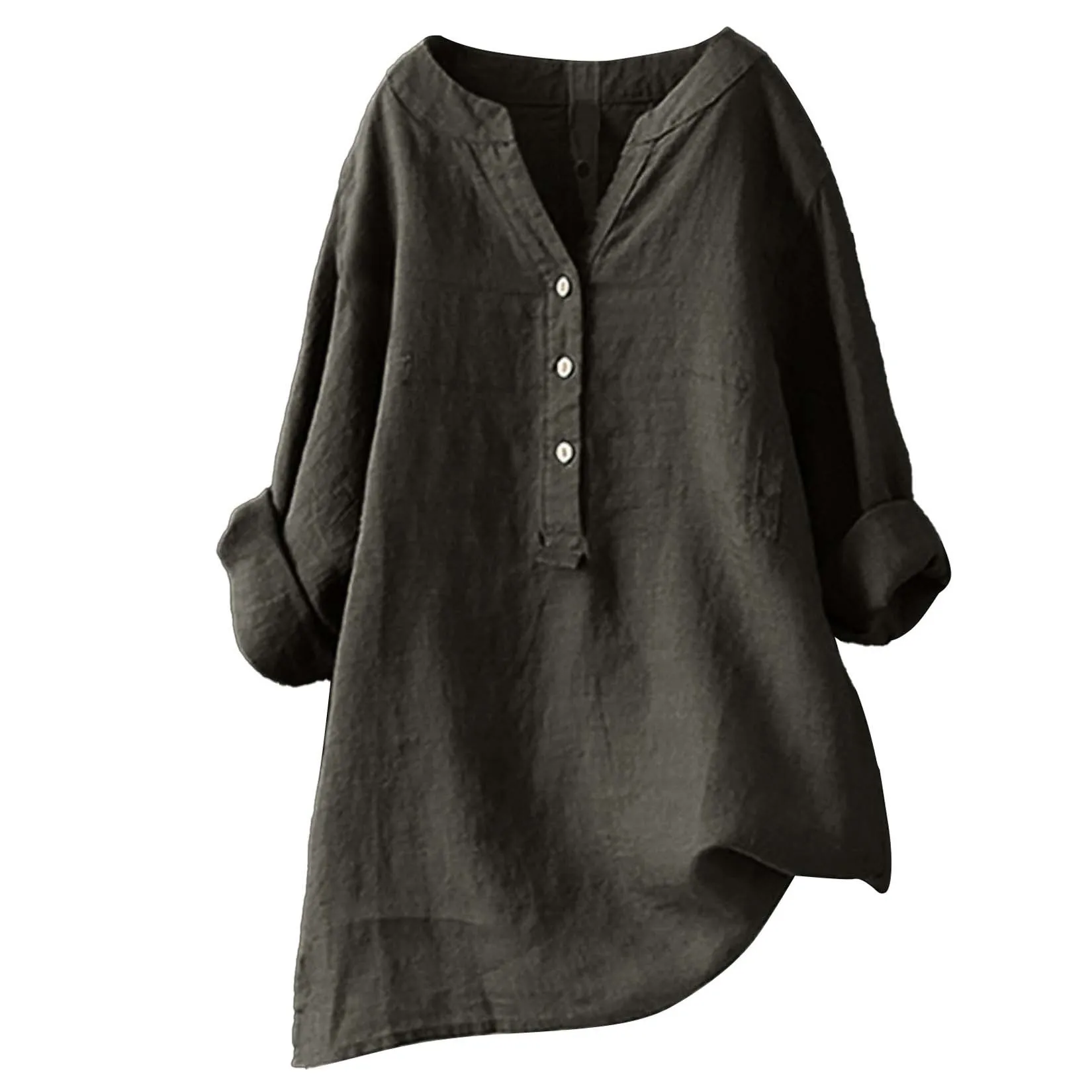 Chemisier unisexe en coton et  - Casual Loose Linen Shirt Dress avis et prix