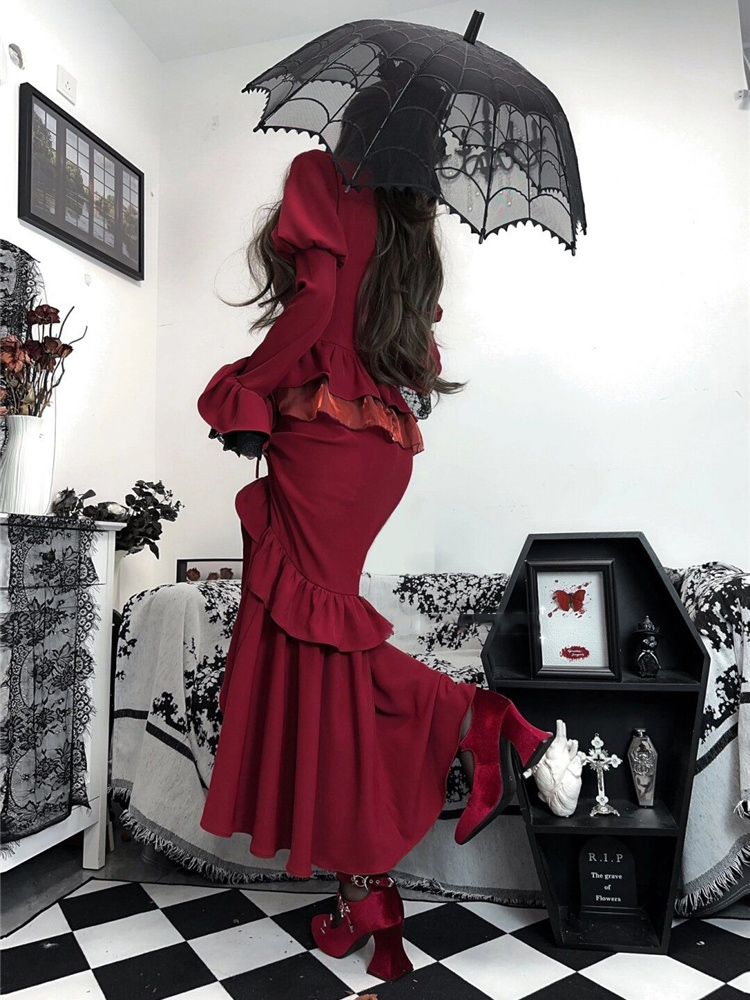 Printemps rouge robe Vintage f - French Vintage Floral Midi Dress avis et prix