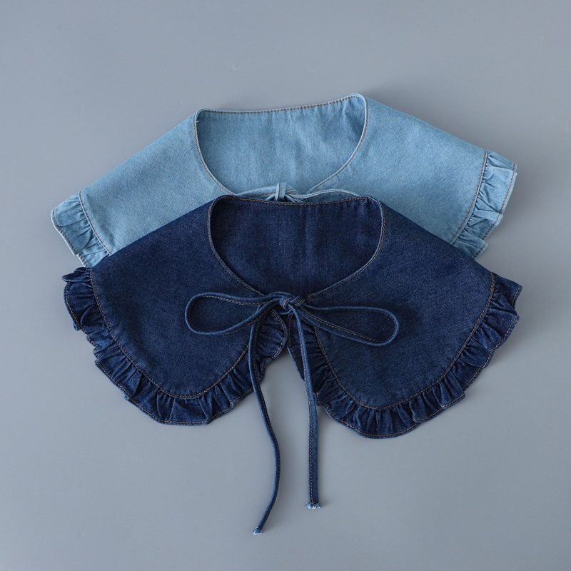Collier à volants en jean bleu - Blouses avis et prix