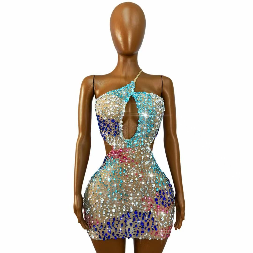 Robe moulante mini dos nu en m - Sparkly Rhinestone Club Party Dress avis et prix