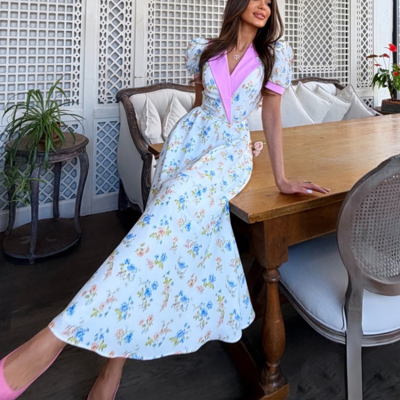Élégante Robe Midi Corset à Im - French Vintage Floral Midi Dress avis et prix