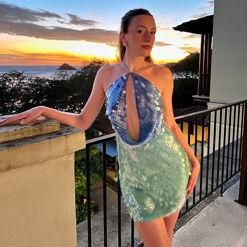 Robe Halter Y2K à Paillettes e - Y2K Backless Halter Mini Dress avis et prix