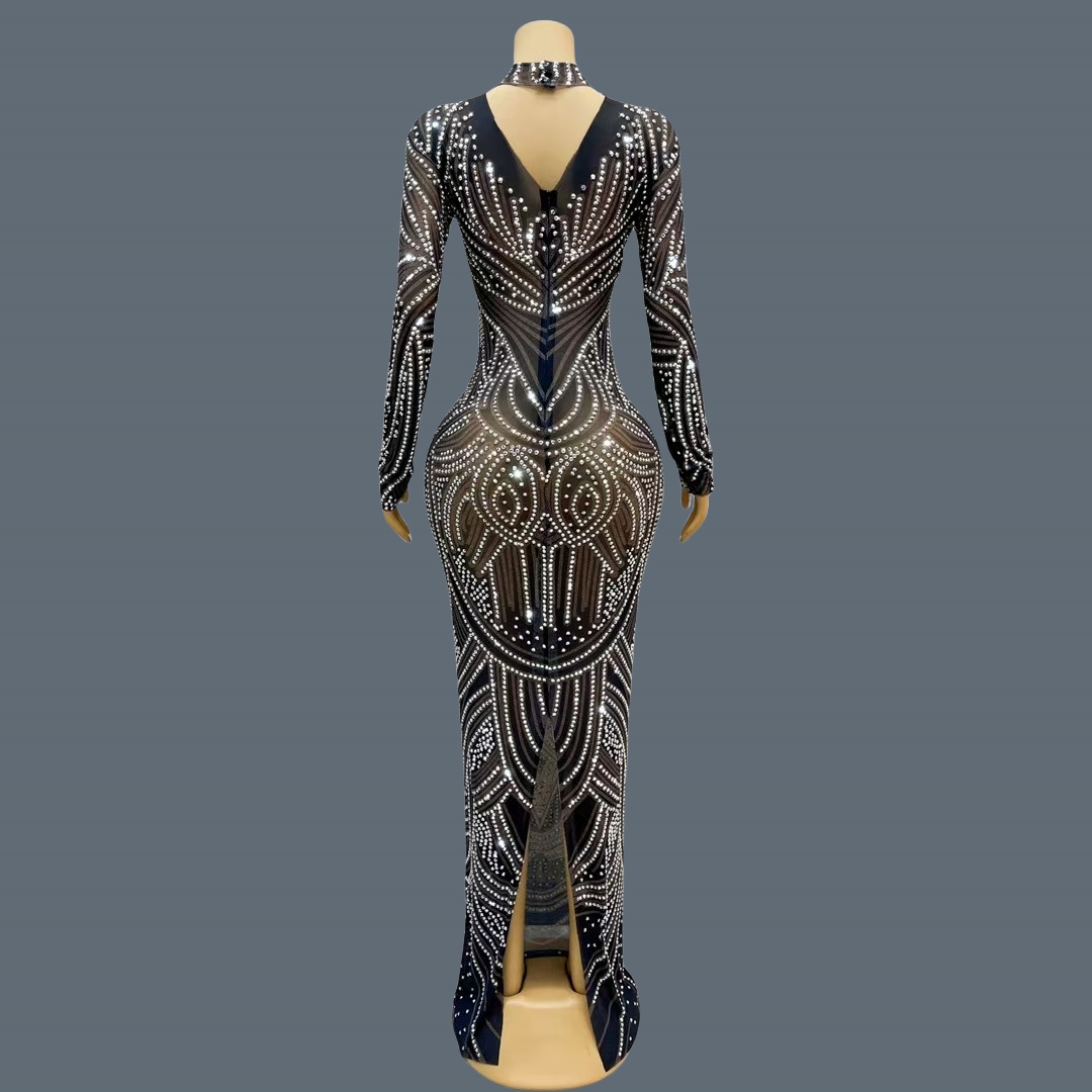 Robe de soirée noire, nouveau  - Sparkly Rhinestone Club Party Dress avis et prix